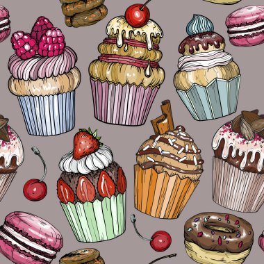 Pastalar ve kekler, tatlı, pişirme ile Seamless modeli