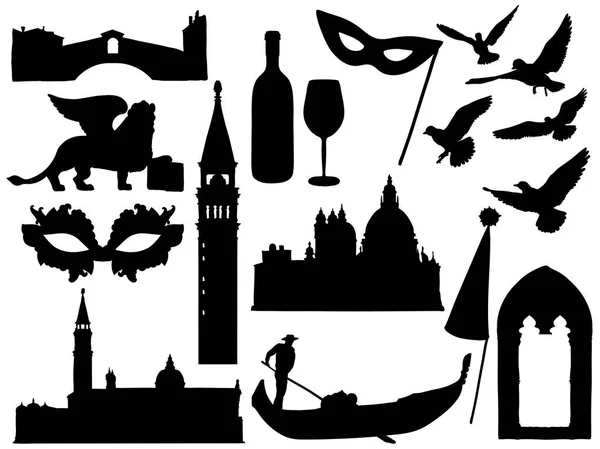 Sketches of Venice silhouettes collection. — Stock Vector