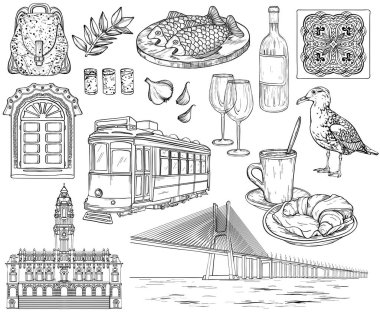 Portekiz simge ve görüntüleri kroki.