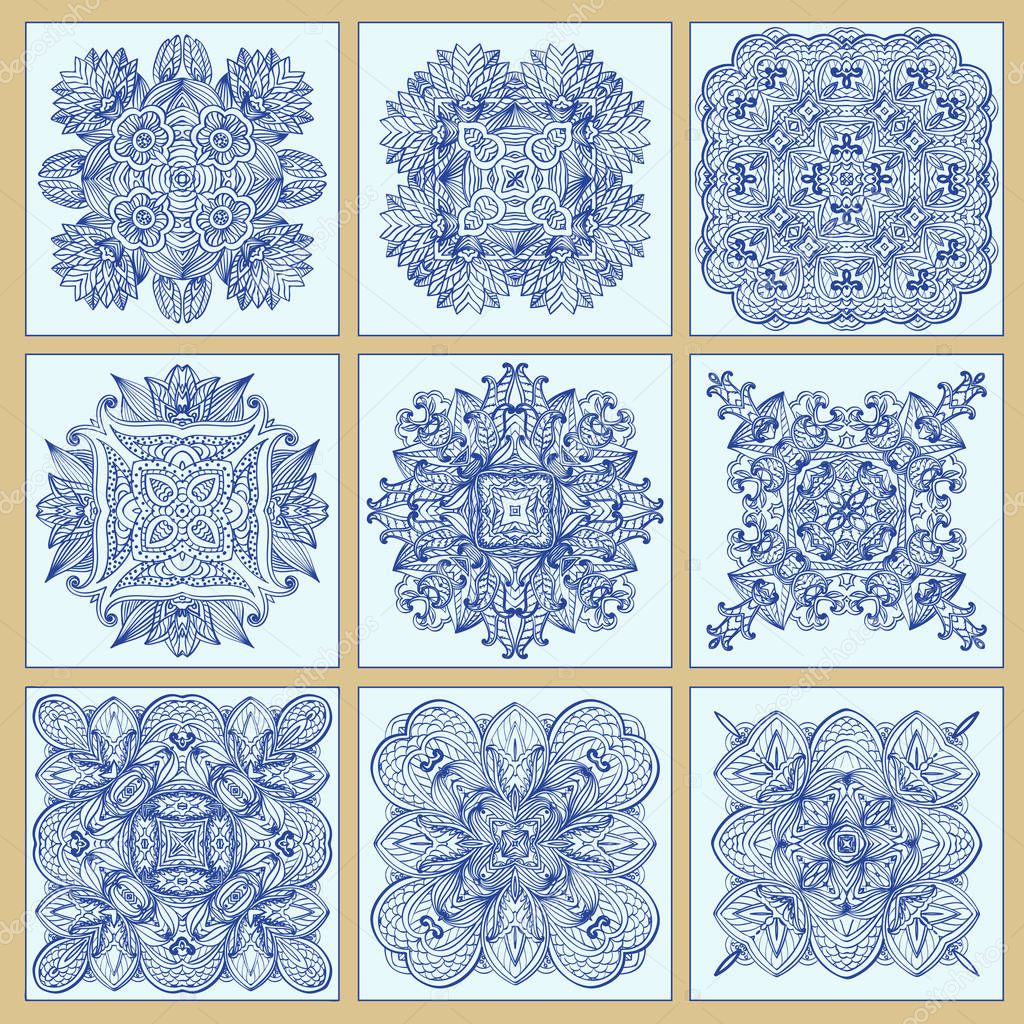 Traditional portuguese tiles azulejos set