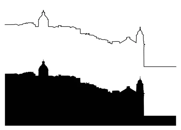 Lisbon silhouette, umriss stadtbild — Stockvektor