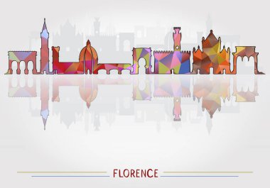 Floransa şehir arka plan ile cityscape siluet