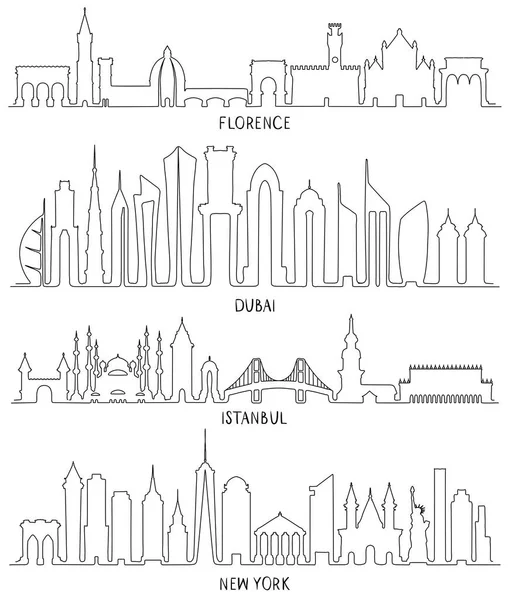 Florenz, Dubai, New York und Istanbul — Stockvektor