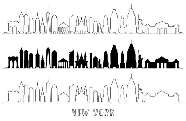 Panorama s newyorskou historickou architekturou — Stockový vektor