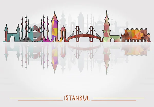 Fondo de Estambul con silueta de paisaje urbano — Vector de stock