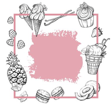 Restoran, Cafe, bar, afiş, elle çizilmiş çizim ile arka plan