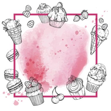 Restoran, Cafe, bar, afiş, suluboya arka plan