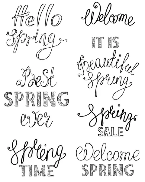 Lente hand getrokken belettering van ontwerp — Stockvector