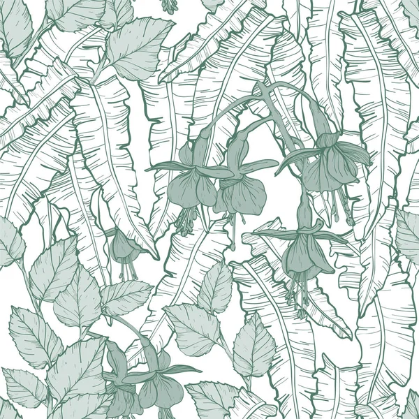 Modèle sans couture avec des fourrés de plantes de tissage — Image vectorielle