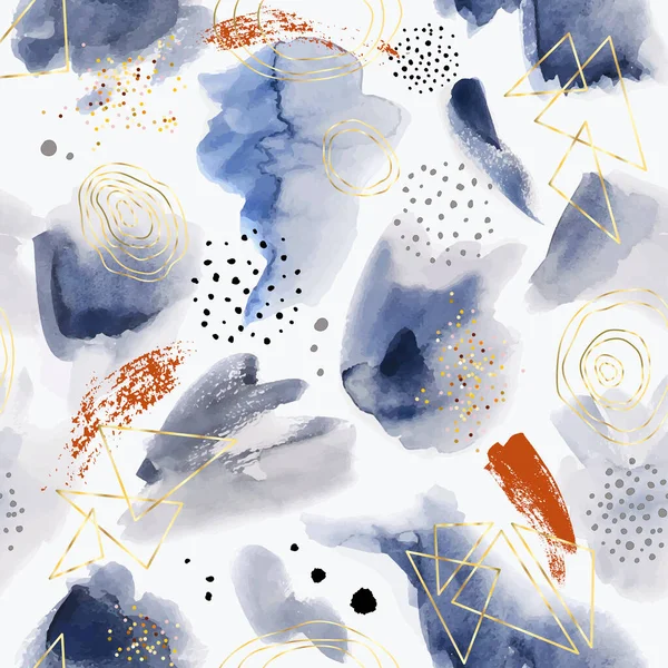 Pastel soyut boyalı vektör deseni. Suluboya mavi ıslak fırça