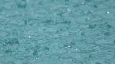 Şiddetli yağmur su çekim. Ağır çekimde su Raindrops düşmek.