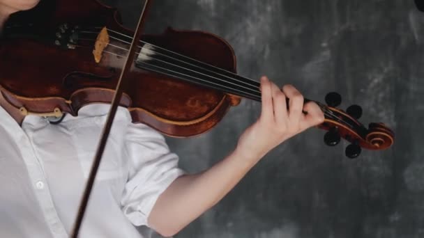 Женщина-скрипачка играет на скрипке — стоковое видео