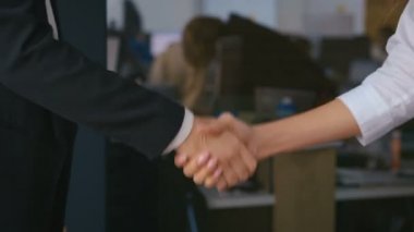 Kadın iş ortakları el sıkışıyor, yakın plan..