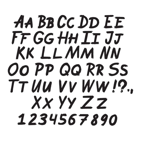 Tipo de letra dibujado a mano. Caracteres vectoriales pintados: minúsculas y mayúsculas. Alfabeto tipográfico para sus diseños: logotipo, tipografía, tarjeta — Archivo Imágenes Vectoriales