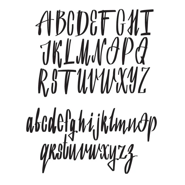 Met de hand getekend lettertype. Geschilderde vectortekens: kleine letters en hoofdletters. Typografie alfabet voor uw ontwerpen: logo, lettertype, kaart — Stockvector