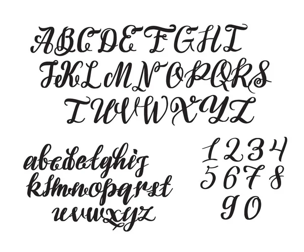 Met de hand getekend lettertype. Geschilderde vectortekens: kleine letters en hoofdletters. Typografie alfabet voor uw ontwerpen: logo, lettertype, kaart — Stockvector