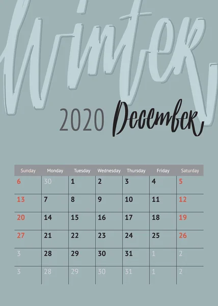 Kalendermonatswoche beginnt am Sonntag mit handgezeichneten Monaten. Vorlage für Ihr Design — Stockvektor