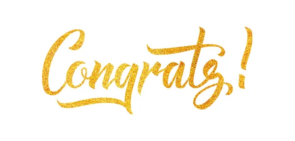 Congratulazioni scritte a mano lettering su sfondo arancione. Illustrazione del vettore di celebrazione per il vostro disegno della carta — Vettoriale Stock
