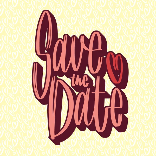 Matrimonio lettering scritto a mano per gesign: salva la data. Illustrazione vettoriale vacanza con stile grafico — Vettoriale Stock