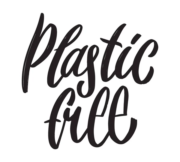 Zero waste hand written lettering word. Plastic free design on white background — Stock Vector