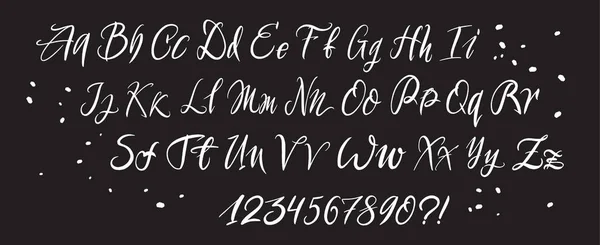 Tipo de letra desenhado à mão. Caracteres vetoriais pintados: minúsculas e maiúsculas. Alfabeto de tipografia para seus projetos: logotipo, tipografia, cartão —  Vetores de Stock