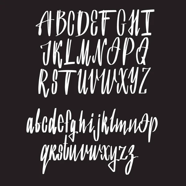 Met de hand getekend lettertype. Geschilderde vectortekens: kleine letters en hoofdletters. Typografie alfabet voor uw ontwerpen: logo, lettertype, kaart — Stockvector