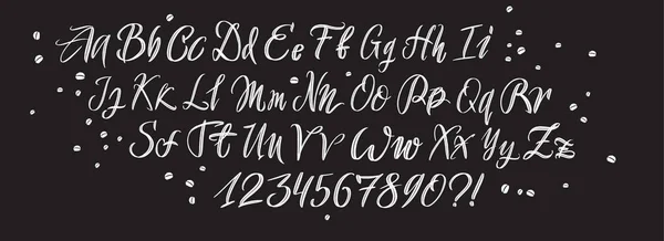 手绘字体。绘制的矢量字符：小写字母和大写字母。设计的字体字母表：标志、字体、卡片 — 图库矢量图片