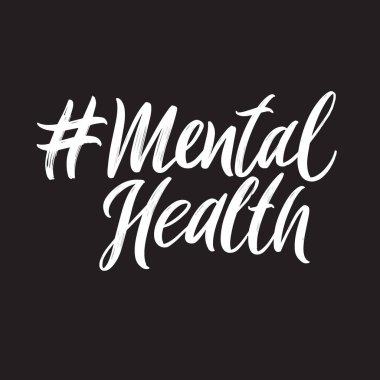 Ruh sağlığı el yazılı harflerle kelimeler. Karanlık arka planda psikoterapi vektör tasarımı