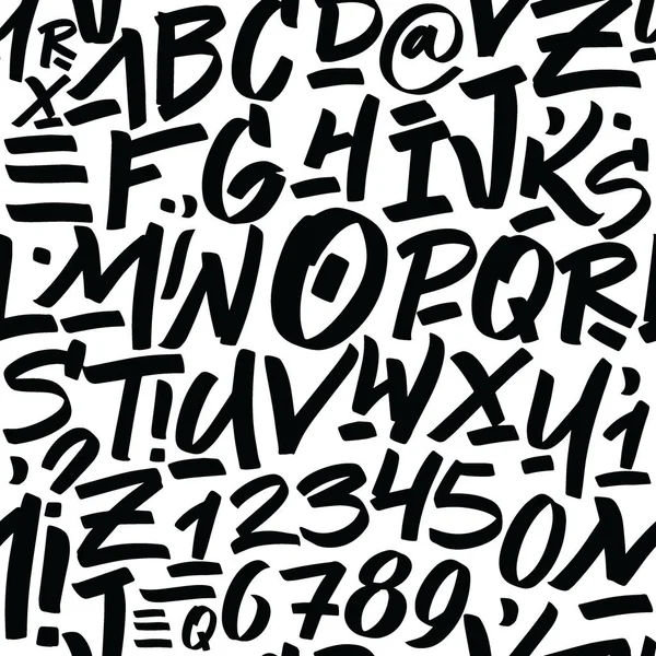Seamless pattern hand drawn typeface.  Typography graffiti alphabet for your designs: logo, typeface, card, poster — Stock Vector