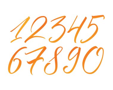 Renkli el yazılı kaligrafi numaraları. Degradeli vektör rakamları 1-10