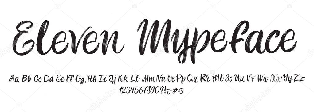 Hand drawn typeface on white background. Painted vector characters: lowercase and uppercase. Typography alphabet for your designs: logo, typeface, card, poster