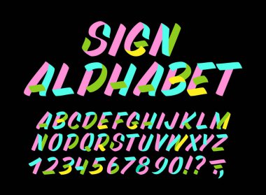 Siyah arka plan üzerinde el çizilmiş renkli yazı tipi. Fırça işareti boyalı vektör karakterleri: küçük ve büyük harf. Tasarımlarınız için tipografi alfabesi: logo, yazı tipi, kart