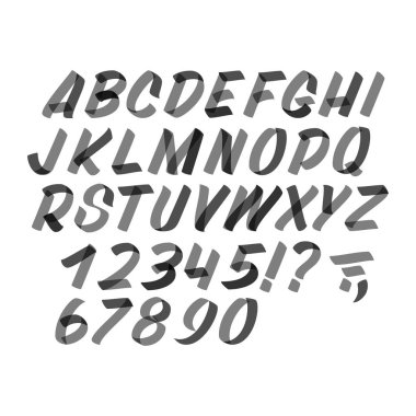 Beyaz arka plan üzerinde elle çizilmiş yazı tipi. Fırça işareti boyalı vektör karakterleri: küçük ve büyük harf. Tasarımlarınız için tipografi alfabesi: logo, yazı tipi, kart