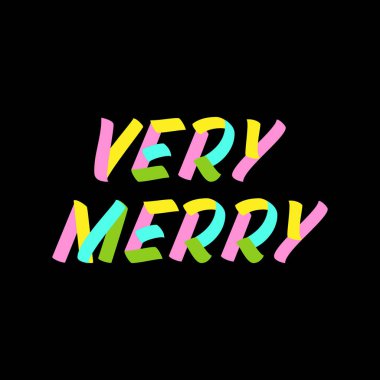 Çok neşeli fırça işareti yazı. Kutlama kartı tasarım öğesi