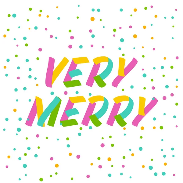 Very merry brush sign lettering. Celebration card design element — Stock Vector