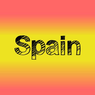 İspanya fırçasının el yazısı arka planda bayrak ile işaretlenmiş. Tebrik kartları, kaplamalar, posterler için şablonlar tasarla