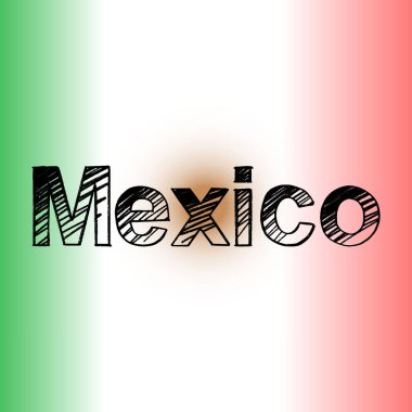 Meksika fırçası boyalı el yazısı arka planda bayrak ile yazılmış. Tebrik kartları, kaplamalar, posterler için şablonlar tasarla