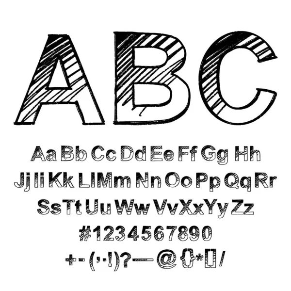 手绘字体 绘制的矢量字符 小写字母和大写字母 设计的字体字母表 — 图库矢量图片