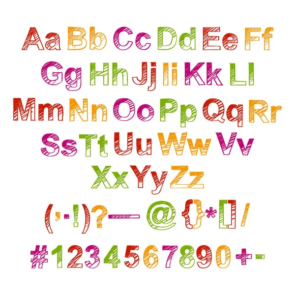 Dibujado Mano Tipografía Colorida Caracteres Vectoriales Pintados Minúsculas Mayúsculas Alfabeto — Archivo Imágenes Vectoriales
