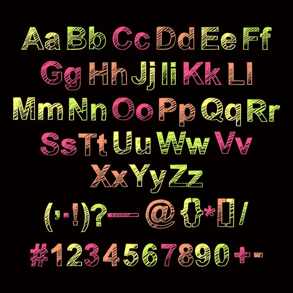 Dibujado Mano Tipografía Colorida Caracteres Vectoriales Pintados Minúsculas Mayúsculas Alfabeto — Archivo Imágenes Vectoriales