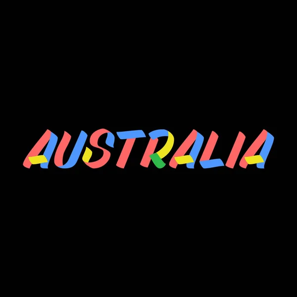 Australie Signer Peinture Pinceau Lettrage Sur Fond Noir Modèles Conception — Image vectorielle