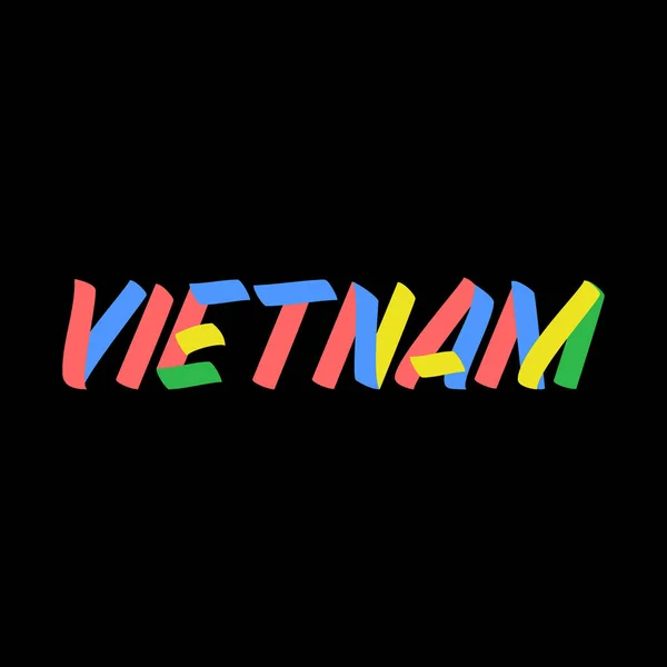 Vietnam Tecken Pensel Färg Bokstäver Svart Bakgrund Design Mallar För — Stock vektor