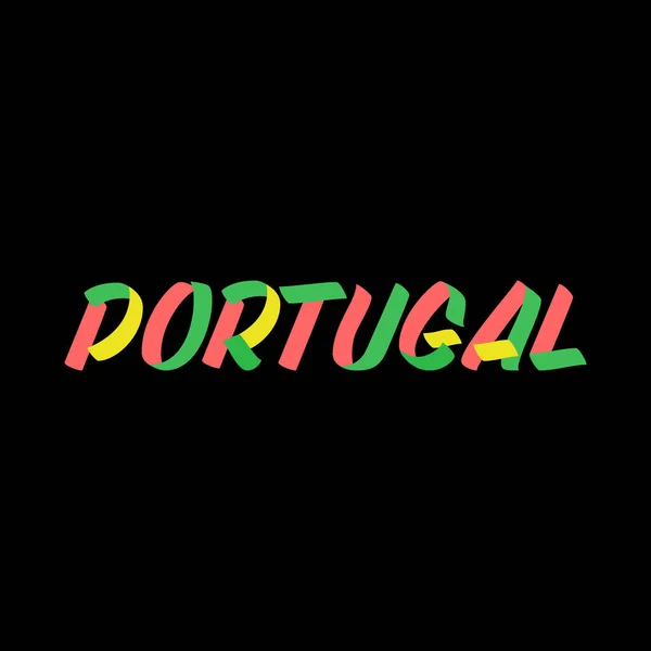 Portugal Firma Pintura Pincel Con Letras Sobre Fondo Negro Plantillas — Vector de stock