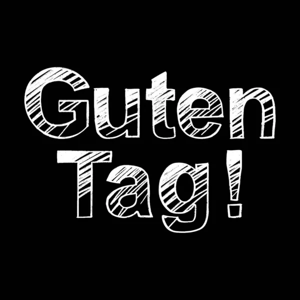 Guten Tag Brush Paint Hand Drawn Lettering Black Background Greeting — Stock Vector