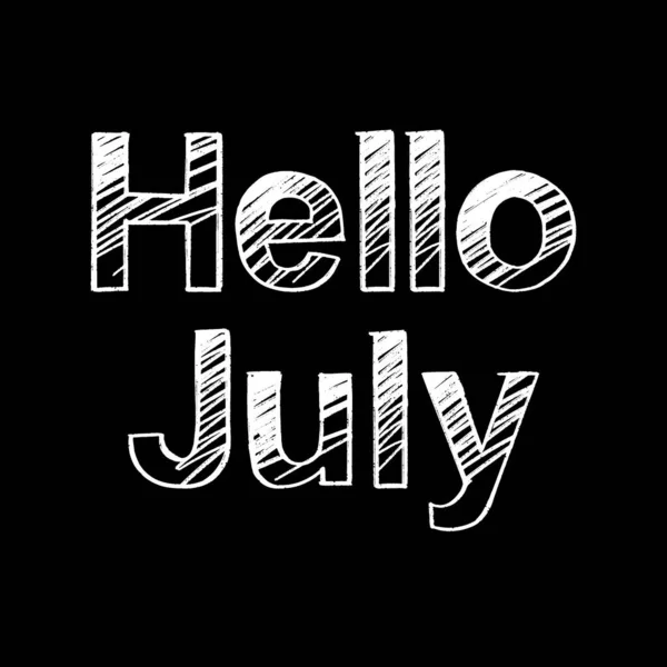 Merhaba Temmuz Fırçalı Boyası Siyah Arka Planda Harfler Çizilmiş Tebrik — Stok Vektör