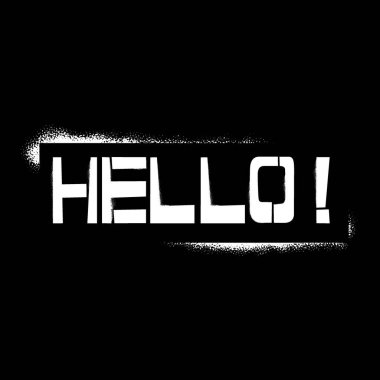 Merhaba siyah arkaplandaki şablon yazıları. Tebrik kartları, kaplamalar, posterler için şablonlar tasarla