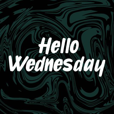 Merhaba çarşamba fırça fırçası boyası. Siyah arka plana yazı yazılmış. Tebrik kartları, kaplamalar, posterler için şablonlar tasarla