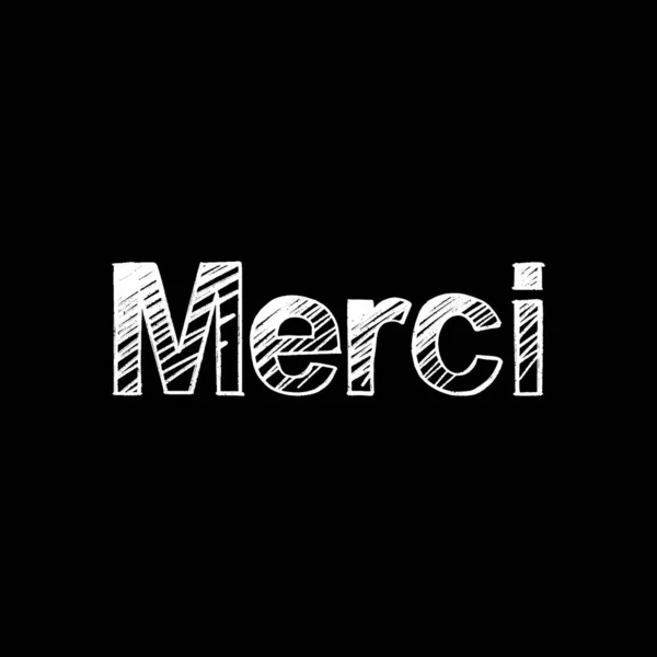 美西笔刷手绘字体在黑色背景上 感谢用于贺卡 海报的法语设计模板 — 图库矢量图片
