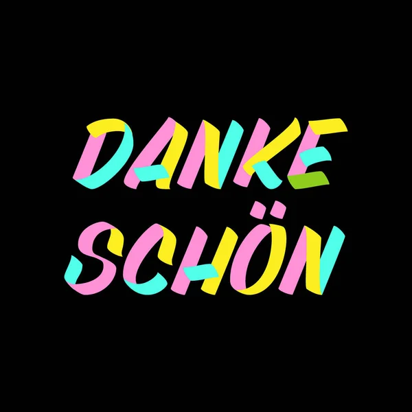 Danke Schon Pinsel Zeichen Farbe Schriftzug Auf Schwarzem Hintergrund Danke — Stockvektor