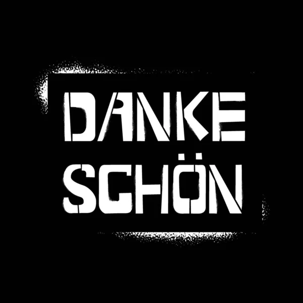 Danke Schon Stencil Graffiti Γράμματα Μαύρο Φόντο Ευχαριστώ Στα Γερμανικά — Διανυσματικό Αρχείο
